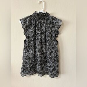 Banana Republic Black and Gray Patterned Top